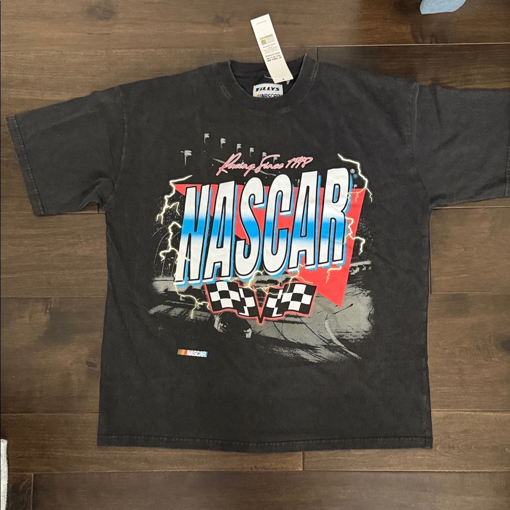 NASCAR Black Tee with Checkered Logo